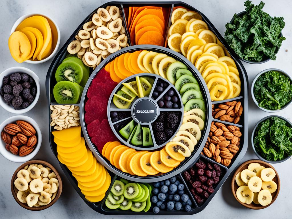 Excalibur dehydrator full of homemade snacks