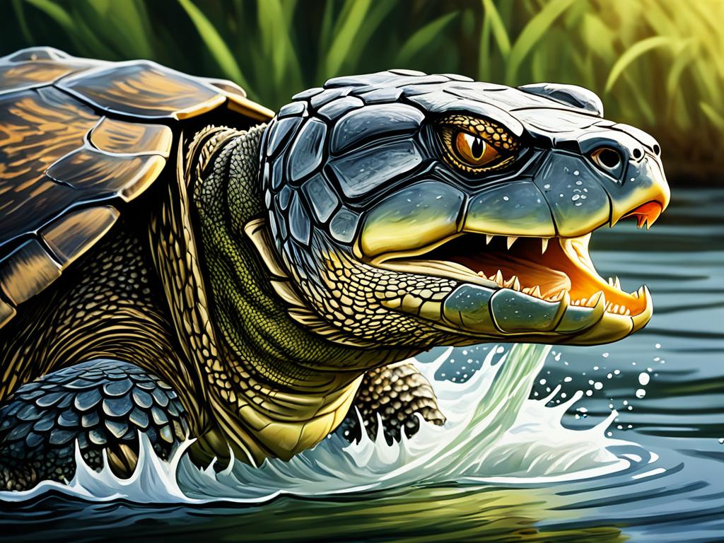 Snapping Turtle Eating Waterfowl