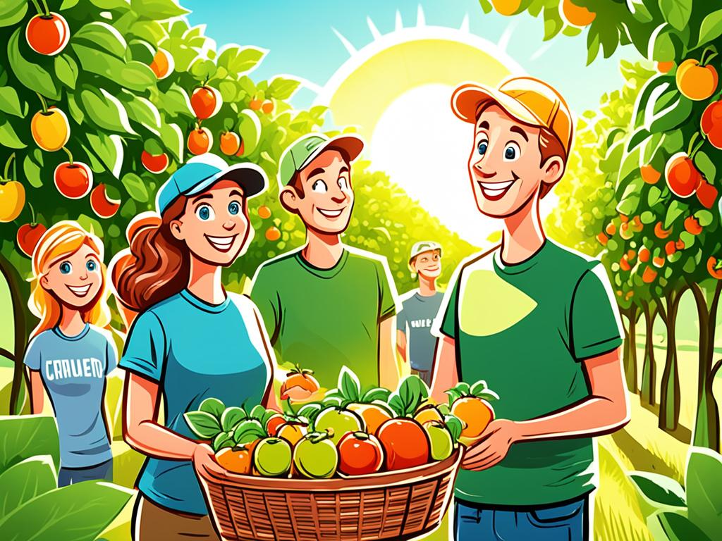 Volunteer harvesting in the orchard