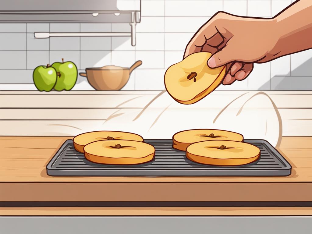 flipping apple slices