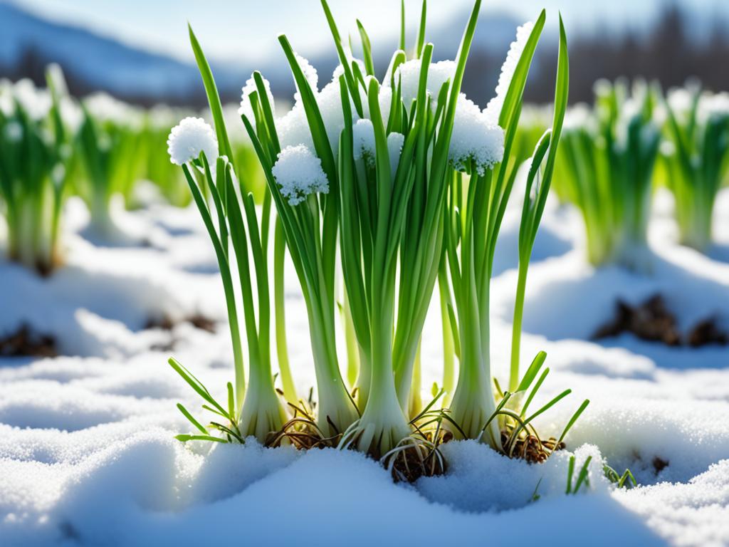 green onions in winter