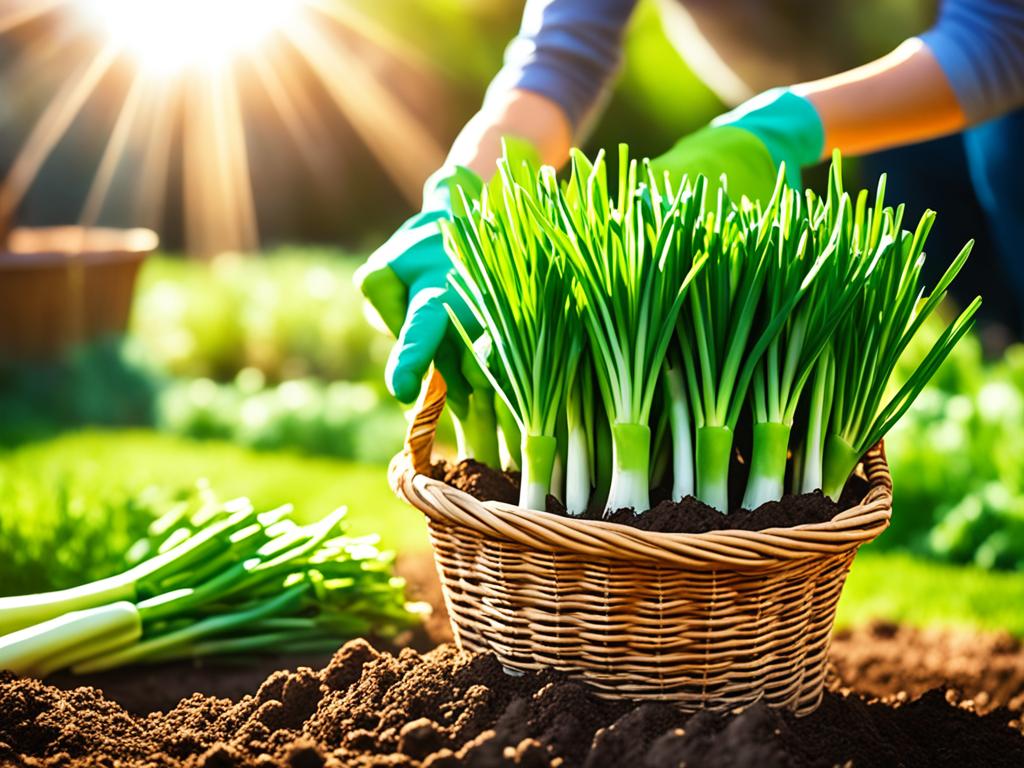 harvesting green onions